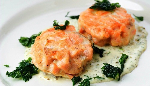 Roze zalm viskoekjes