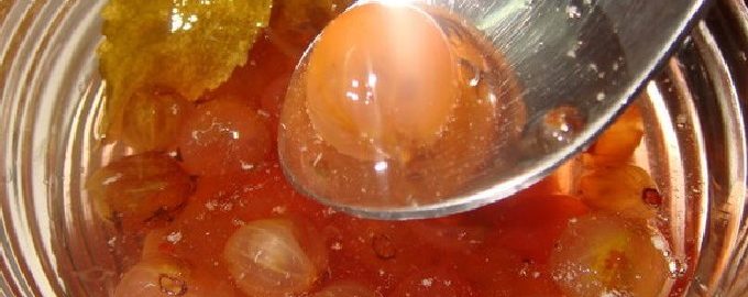 Kruisbessenjam met kersenblad royal (smaragd)