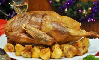 Ovengebakken gans in een hoes