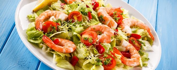 Salade met garnalen