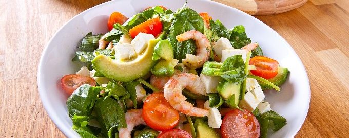 Garnalen en avocado salade