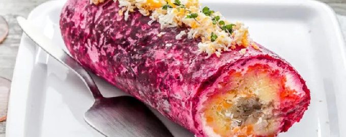 Haring onder een rol bontjas