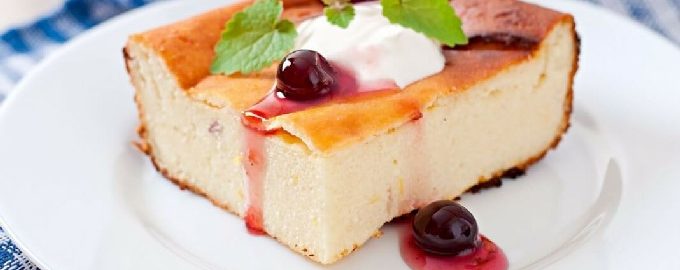 Kwarkbraadpan met griesmeel in de oven, zoals op de kleuterschool